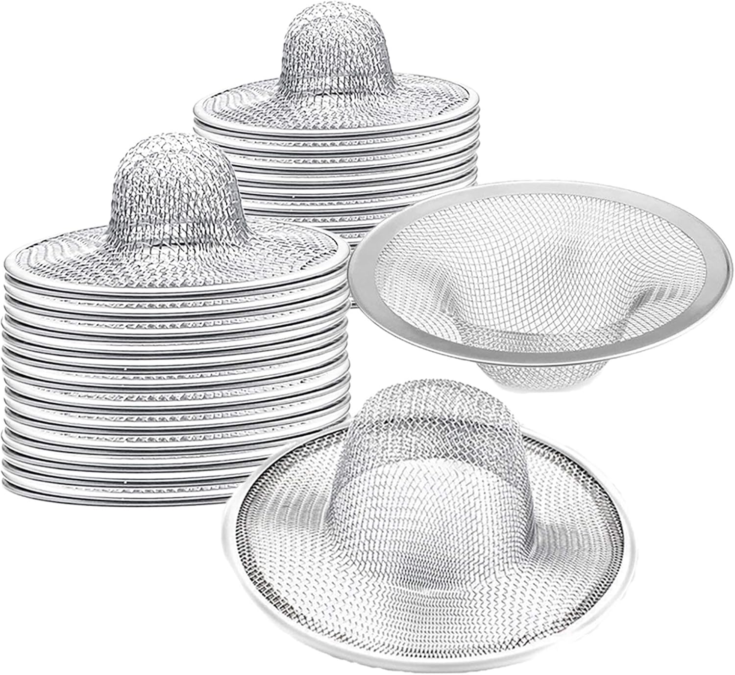 40 pcs Heavy Duty Stainless Steel Slop Basket Filter Trap, 2.75" Top / 1" Mesh Metal Sink Strainer,Perfect for Kitchen Sink/Bathroom Bathtub Wash Basin Floor Drain Balcony Drain Hole RV Sink