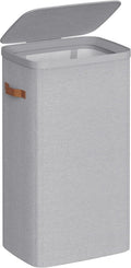 SONGMICS Laundry Basket, 26.4 Gal. Laundry Hamper, Easy Assembly, with Lid and Handles, Removable Liner, 16.5 x 12.6 x 29.5 Inches, Dove Gray ULCB811GD01