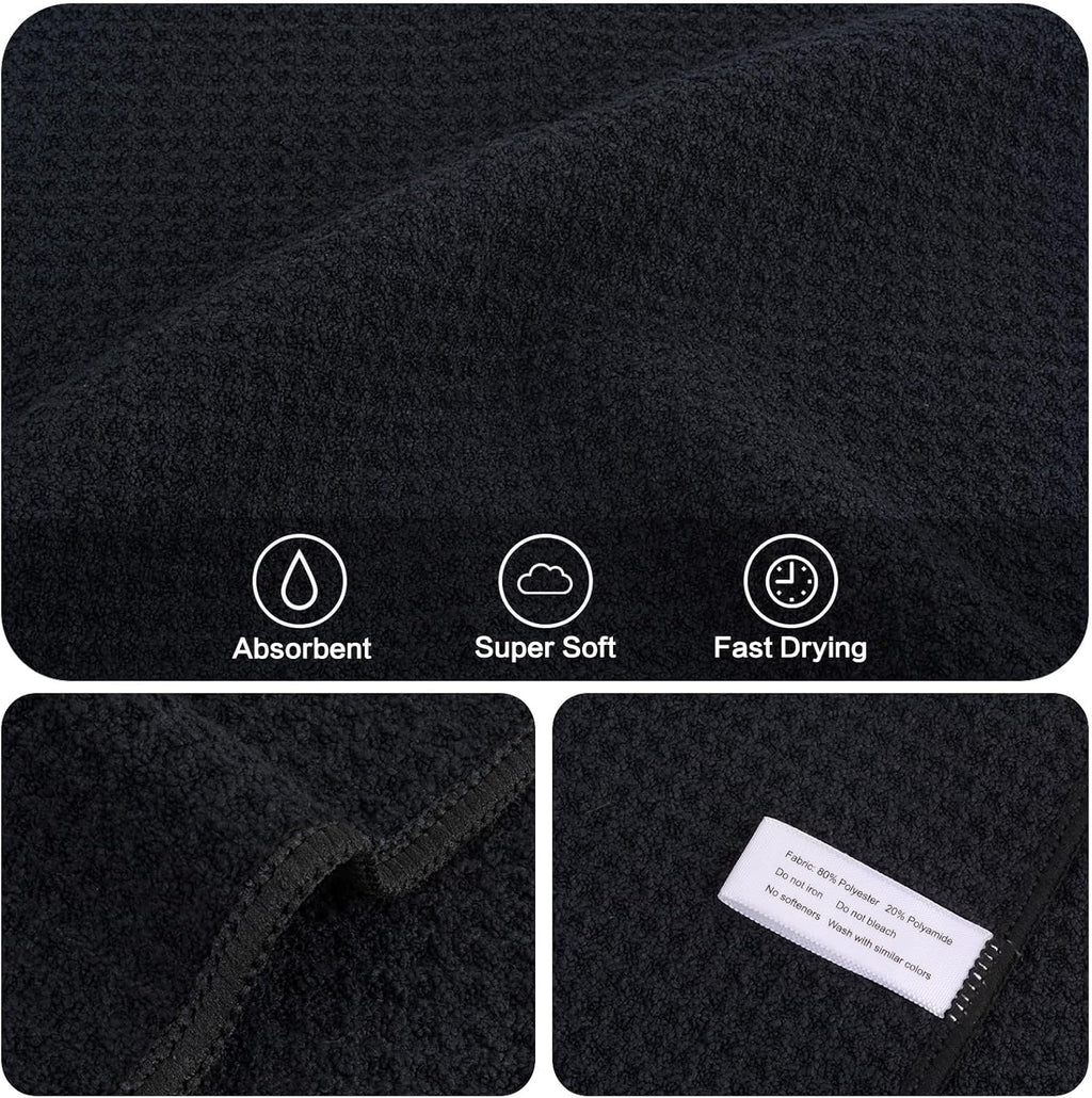 KinHwa Microfiber Dish Cloths Thick Waffle Weave Kitchen Dish Rags Ultra Absorbent Odor Free Dishcloths 12inch x 12inch… (Black 10 pc, 12in x 12in)