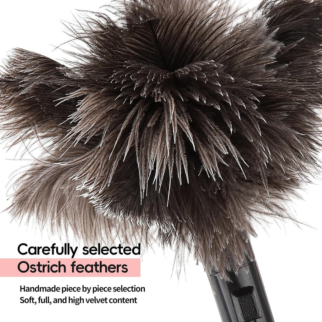 Retractable Feather Duster-Genuine Ostrich Feathers,Anti-Static,Reusable Eco-Friendly Handheld Cleaning for Keyboard,Home,Car,Office(10 to 15 Inches) 6 Pack