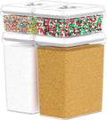 DWËLLZA KITCHEN Large Airtight Food Storage Containers - Clear Plastic Bulk Food Pantry & Kitchen Storage Containers for Flour, Sugar and Baking Supplies 4 Pcs. BPA-Free, Keeps Fresh & Dry (White)