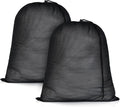 OTraki 20x24 inch Mesh Laundry Bags 2 Pack Fine Mesh Heavy Duty Drawstring Bag Washable Medium Toy Sack Washing Bag for Home Dorm Hotel Camp Beach Travel Storage Black