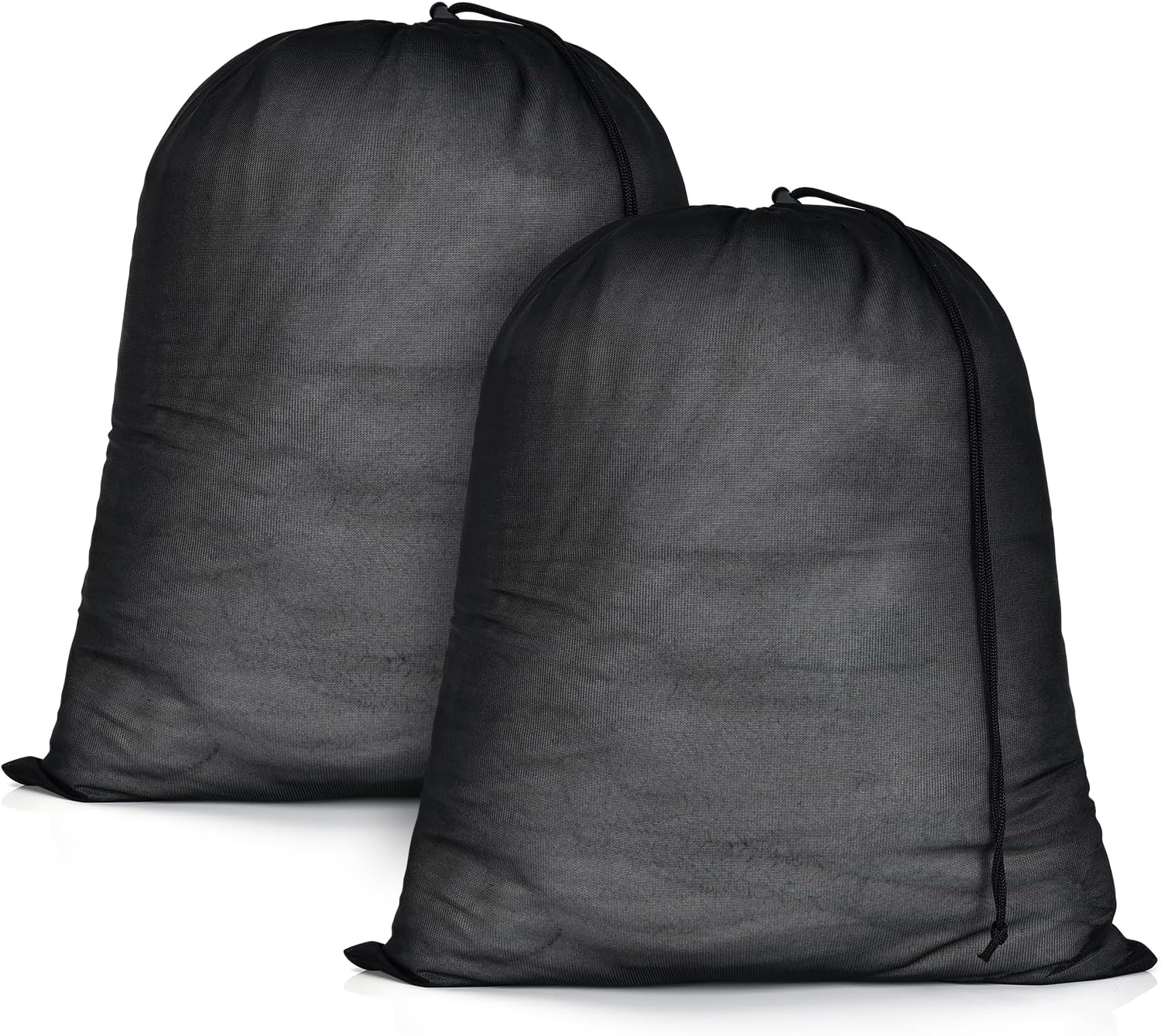 OTraki 20x24 inch Mesh Laundry Bags 2 Pack Fine Mesh Heavy Duty Drawstring Bag Washable Medium Toy Sack Washing Bag for Home Dorm Hotel Camp Beach Travel Storage Black