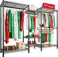 Raybee Clothes Rack, 725 LBS Clothing Rack Adjustable Clothing Racks for Hanging Clothes Metal Wire Garment Racks Sturdy Clothes Rack, 77" H x 70.5" W x 13.8" D, Black