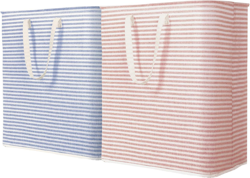 Lifewit 2 Pack Laundry Hamper Large Collapsible Laundry Basket, Freestanding Waterproof Cloth Hamper with Easy Carry Handles in Laundry Room Bedroom Bathroom Dorm for Adult, Pink&Blue, 2 x 100L