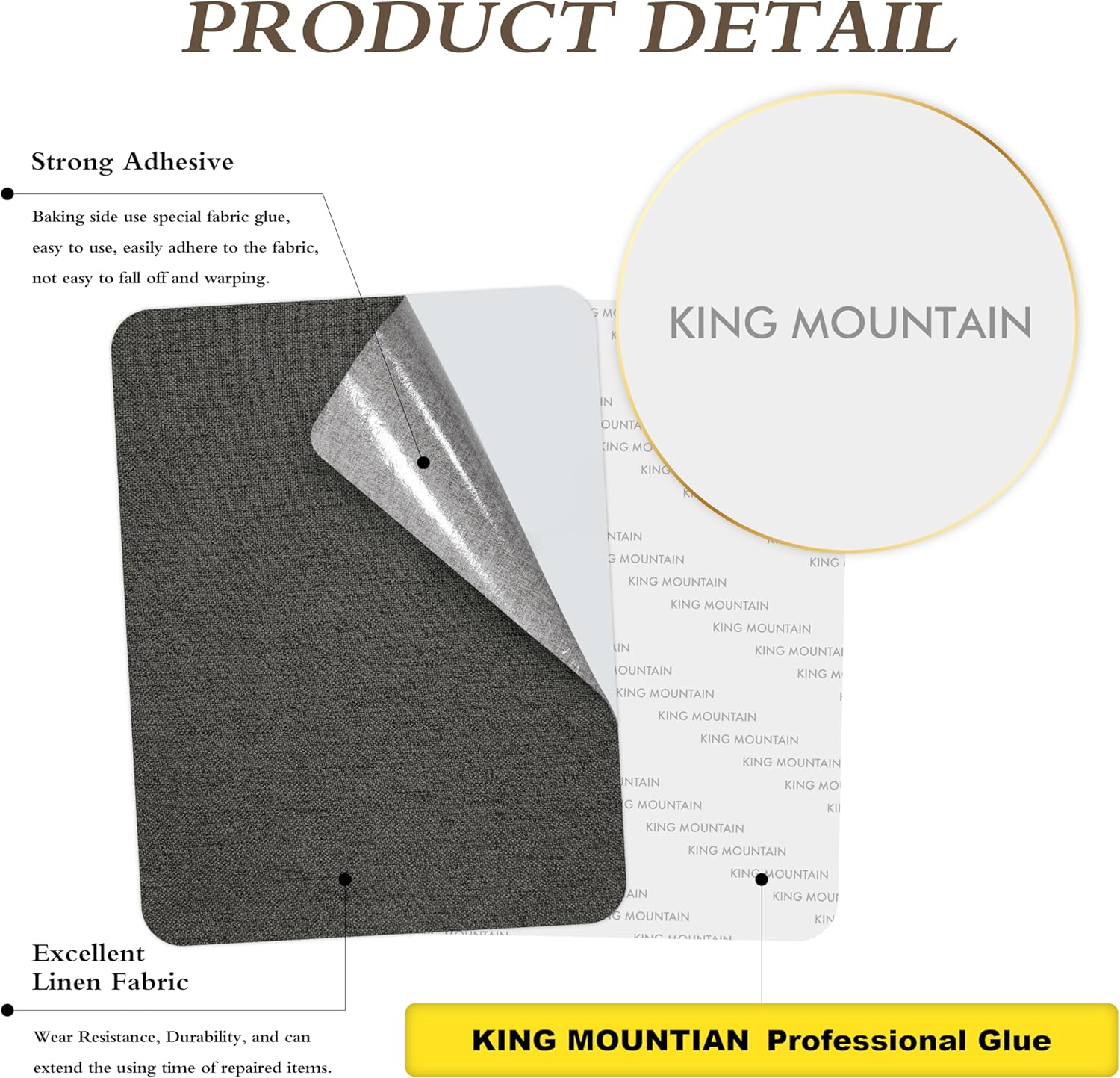 Fine Linen Fabric Patches, Self-Adhesive - 8x11 inch, 2 Pack, Multi Color, For Sofa & Clothes Repair (Dark Grey, 8" x 11" - 2PCS)
