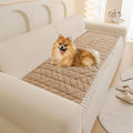 OTOB All Season Couch Cover for Dogs Washable, Non Slip Fuzzy Plush Pet Couch Covers Kids Pet Friendly, Geometric Jacquard Modern Soft Loveseat Sofa Slipcovers Protectors (Coffee, 27.6"x59.1")