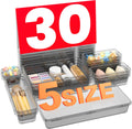 【Military Grade】 Drawer Organizer, 【𝟱𝗦𝗶𝘇𝗲】 Clear Makeup organizer, 【Holds 177 Items】 Bathroom Organizers and Storage, Plastic Desk Organizer Divider, Organizer Bins for Office Vanity A-LUGEI