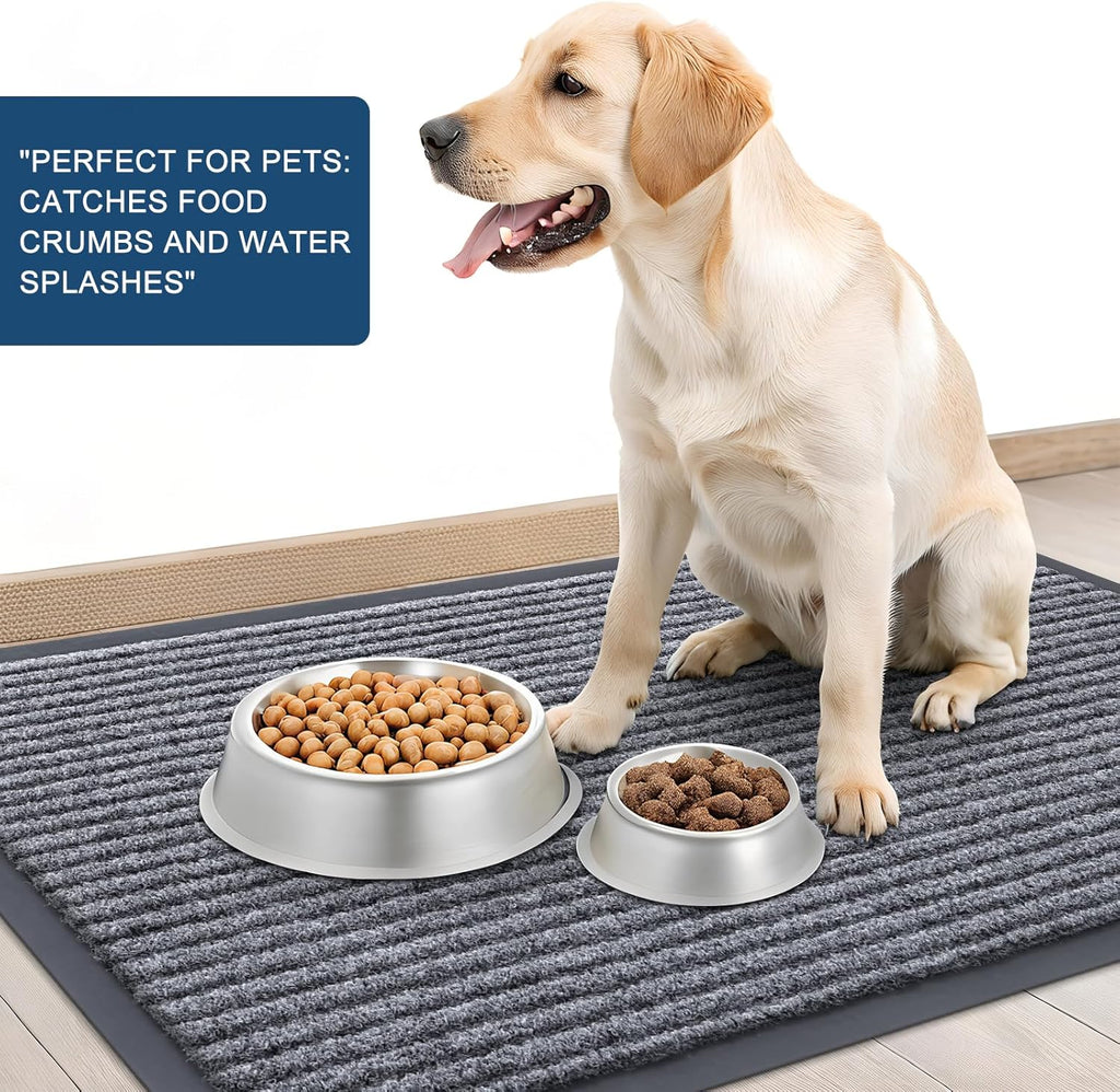 OLANLY Front Door Mat Indoor Outdoor Entrance, Waterproof Heavy Duty Doormat, Fade Resistant, Low Profile, Easy Clean Patio Porch Welcome Floor Mats for Entry, 47x23, Light Gray