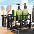 Sponge Holder for Kitchen Sink, 2 Tier Sink Caddy Organizer Countertop with Dish Brush Holder and 360° Drain Tray, Rustproof Stainless Steel Dish Soap Storage Rack Set for Accessories