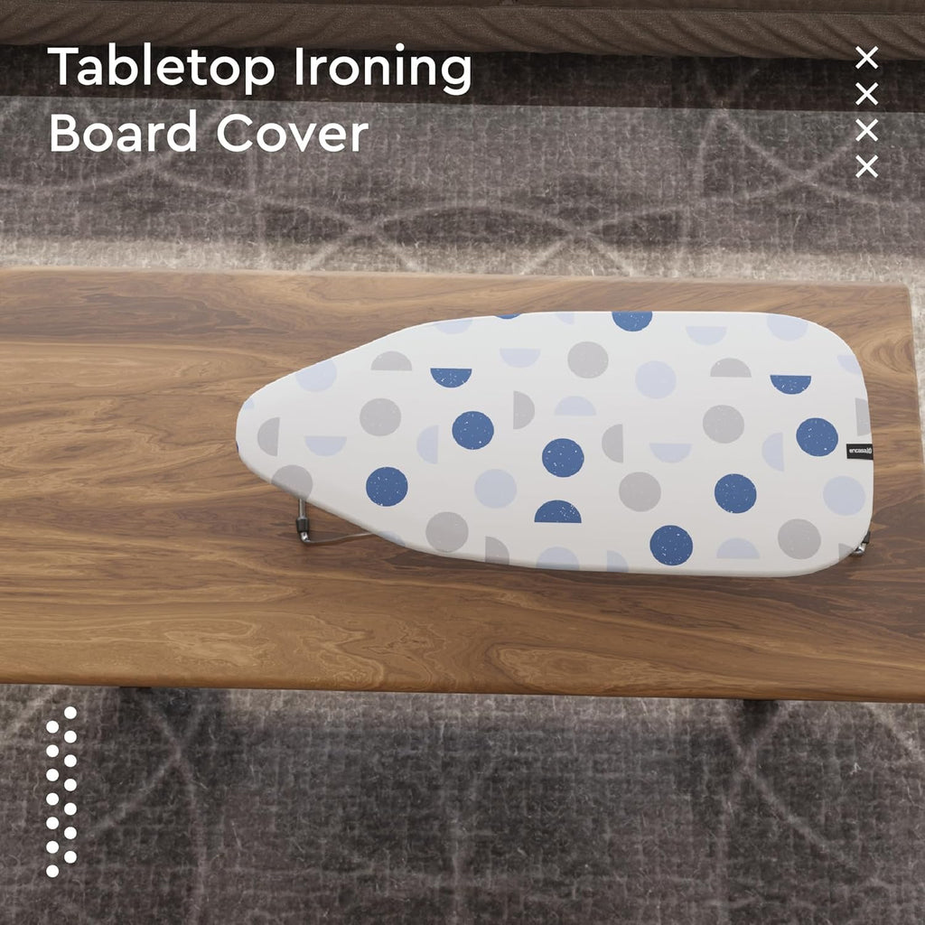 Encasa XO Ironing Board Cover and Pad 28"x12" - Thick 3mm Felt Padding, Drawstring Tightening & Lock, Easy Fit, Scorch & Stain Resistant, Fits Mini Ironing Board - Blue Moon