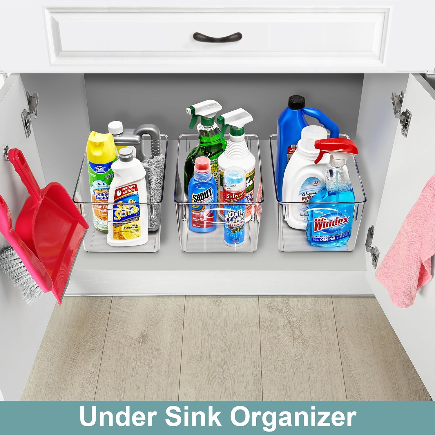 Sorbus 8 Pack Large Clear Plastic Storage Bins, Clear Organizer Bins with Handle for Kitchen, Pantry, Cabinet, Refrigerator, Craft, Toys, Clothes, Closet, Under Sink, Bathroom Organizers and Storage