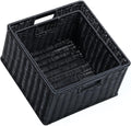 HOONEX Wicker Storage Baskets for Organizing, Decorative Woven Baskets for Storage with Carrying Handles, Set of 2, Black