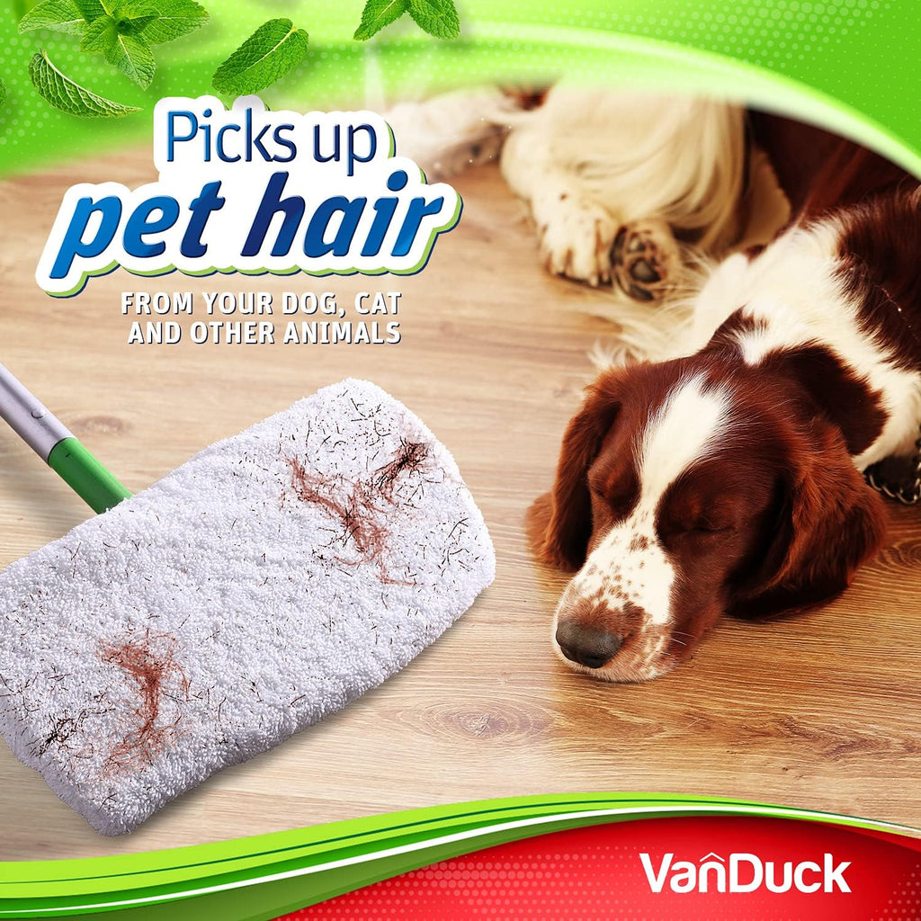 VanDuck Reusable 100% Cotton Mop Pads Compatible with Swiffer Sweeper (2-Pack), Terry Cloth Mop Covers Washable for Wet Mopping and Floor Cleaning (Handle is Not Included)