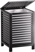 SMIBUY Double Laundry Hamper with Lid, 120L Bamboo Laundry Basket with Removable Liner Bag, 2-Section Clothes Divider Laundry Sorter for Laundry Room, Bathroom, Bedroom (Black)