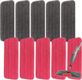 16.5 inch Microfiber Mop Pads for Rubbermaid Reveal Spray Mop and Any 16.5" Flat Mop - 10 Pack 13''-15'' Spray Mop Pad Reusable Washable Replacement Refills - Red & Grey