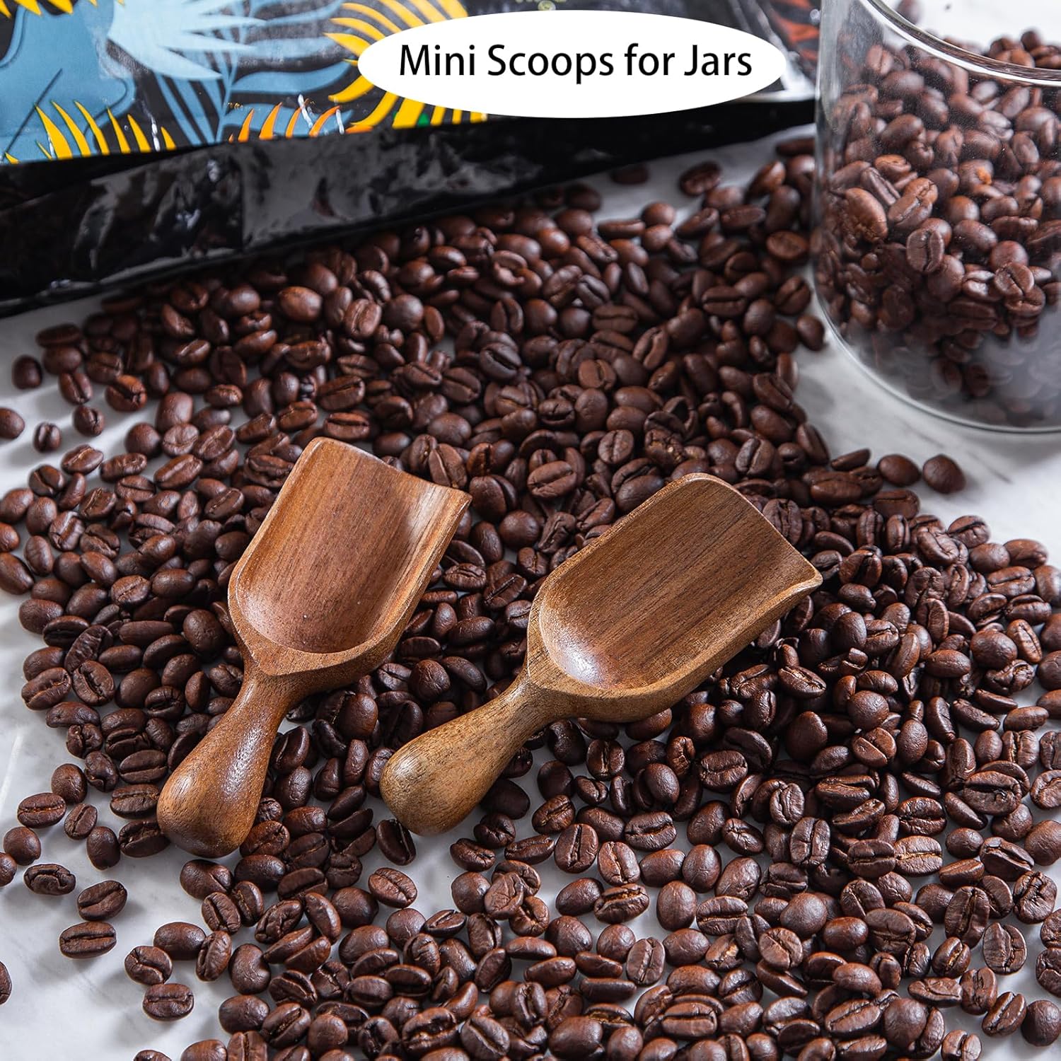 Wooden Scoop for Canisters 6PCS Acacia Wood Scoops for Jars Measuring Spoons for Ground Coffee Scoops Wooden Scoops Measuring Scoop for Seasoning Bath Salt Laundry Detergent Shovel-Multipurpose