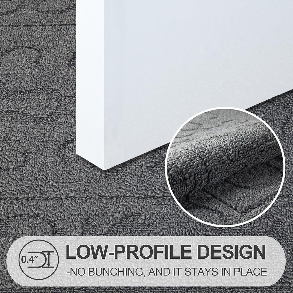 FONEYI Indoor Door Mat 32" x 48", Dirt Trapper Door Mats Non-Slip Entryway Rugs Washable, Absorbent Resist Dirt Welcome Mat, Low Profile Inside Floor Mats for Front Back Door and Entryway, Grey