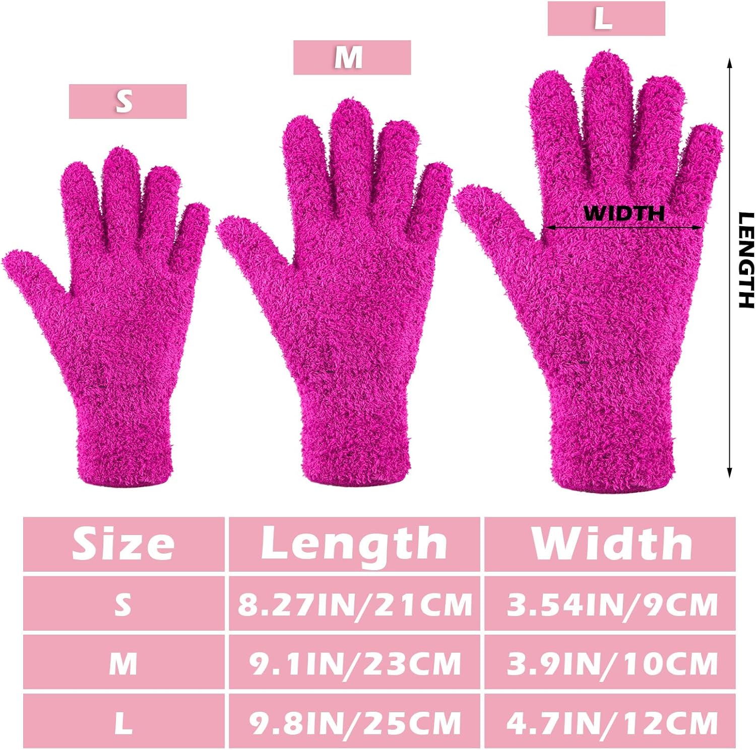 Patelai 3 Pairs Microfiber Plant Dusting Gloves Leaf Cleaning Gloves for Indoor Plants, Blinds, Furniture, House(Small,Purple, Blue, Rose Red)