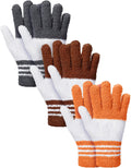 Patelai 3 Pairs Microfiber Plant Dusting Gloves Leaf Cleaning Gloves for Indoor Plants, Blinds, Furniture, House (Large,Gray, Orange, Brown)