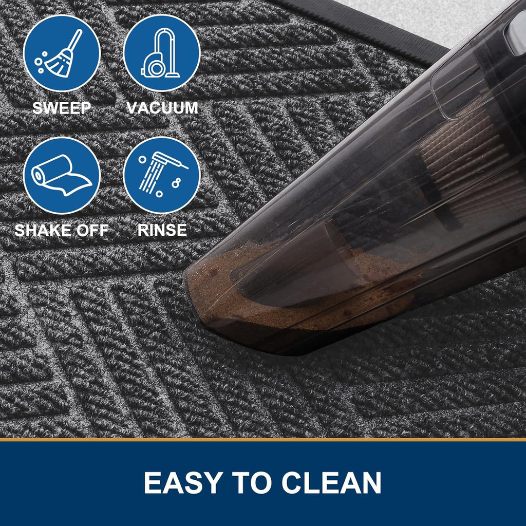 Smiry Front Door Mat Outside Entrance, Heavy Duty Outdoor Indoor Natural Rubber Doormat, Non Slip, Trap Dirt and Moisture, Easy Clean, Low Profile Patio Porch Entryway Mat, 47x32, Light Grey