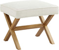 Amazon Basics Small Ottoman Foot Rest, Mid-Century Modern X Square Polyester Foot Stool, Linen, Ivory White, 18"D x 19.8"W x 18.3"H (Previously Rivet Brand)