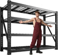 Bepatio 9400LBS Storage Shelves Heavy Duty Garage Shelving 67.6''W 4 Tier Adjustable Metal Shelving Unit, Steel Industrial Shelf for Warehouse Basement Commercial, 67.6''Wx23.7''Dx72''H, Black