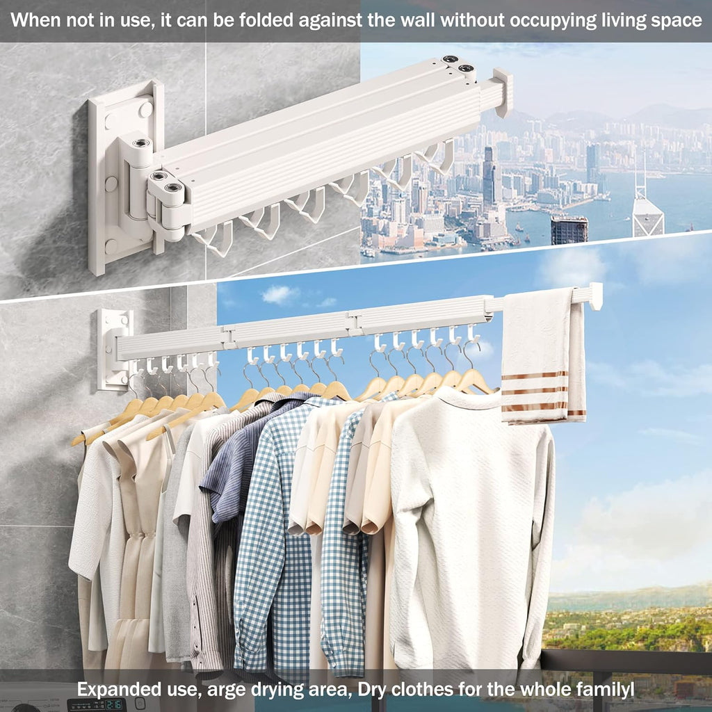 Wall Mounted Clothes Drying Rack, Collapsible Laundry Drying Rack, Retractable Foldable Drying Rack Clothing for Hanging Clothes