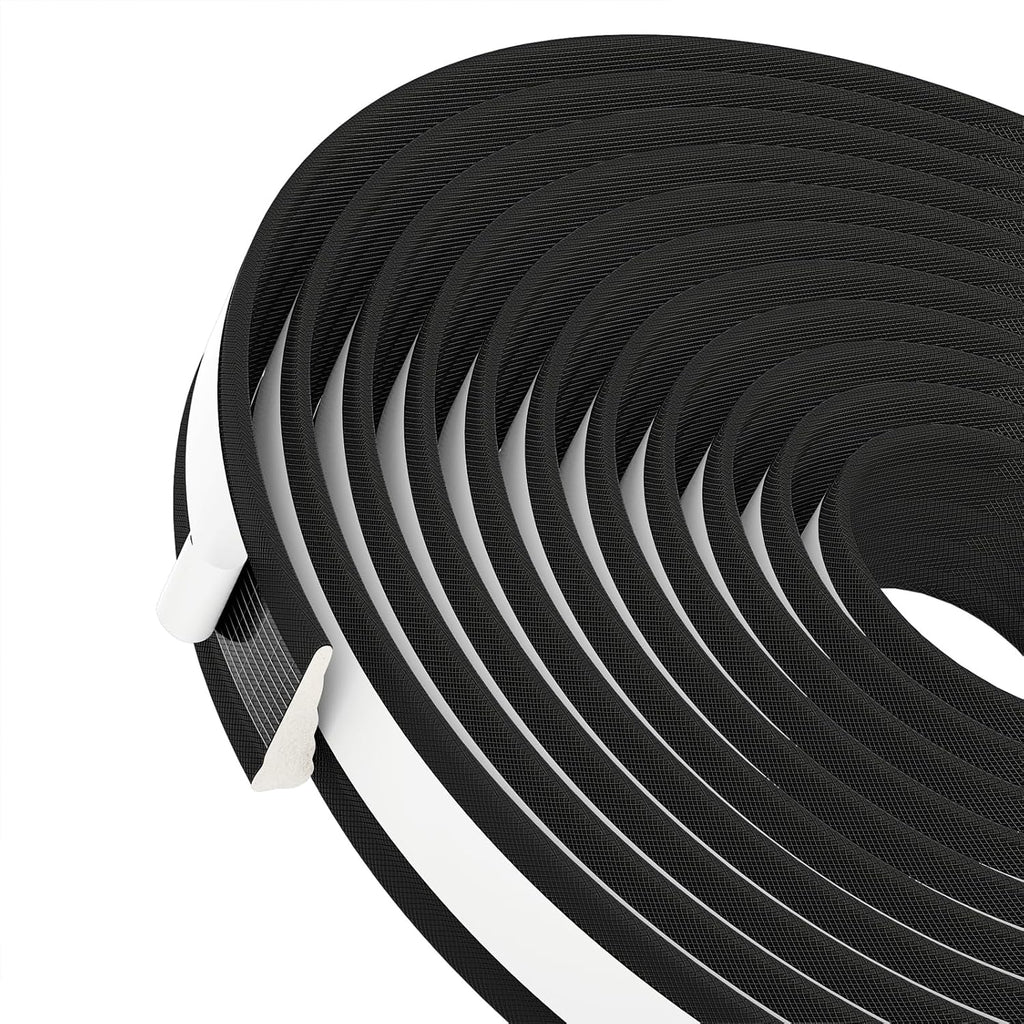 QDiShi 196" Wedge-Shape Weather Stripping Door Seal Weatherproof Foam Seals Self Adhesive Insulation Anti-Collision Strip Soundproofing Frame Insulation Tape Fits 0.13-0.31" Gaps(Black)