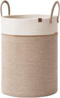 LA JOLIE MUSE Woven Basket Rope Storage Baskets - Tall Cotton Basket, Laundry Basket for Blanket, Kids Toy, Nursery Clothes Hamper Basket-L