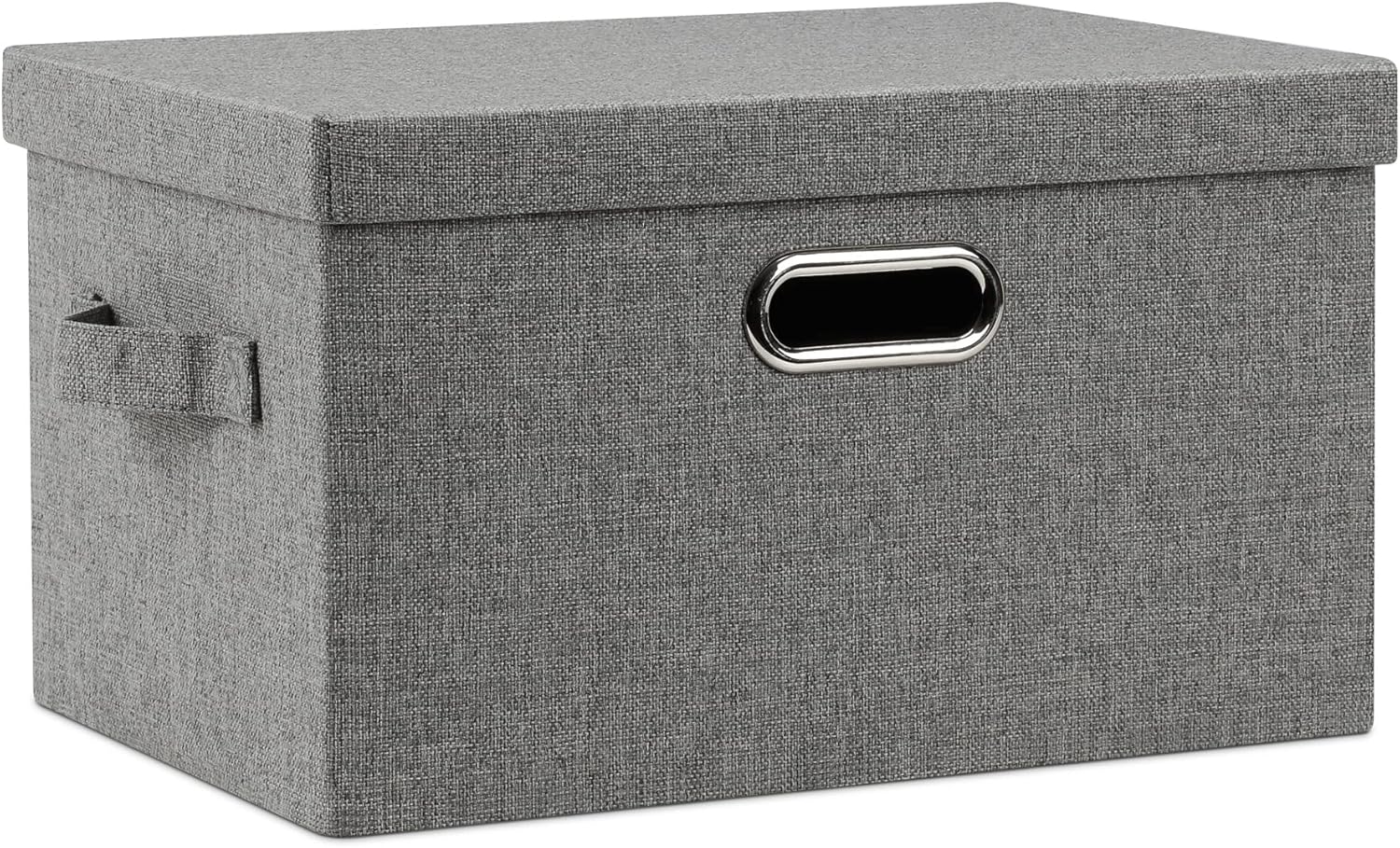 Medium 15" 21 Quart Collapsible Stackable Storage Bins with Lids, 1 Pack Gray Foldable Fabric Closet Storage Boxes with Lids, 4 Handles Heavy-duty Linen Cube Baskets for Bedroom