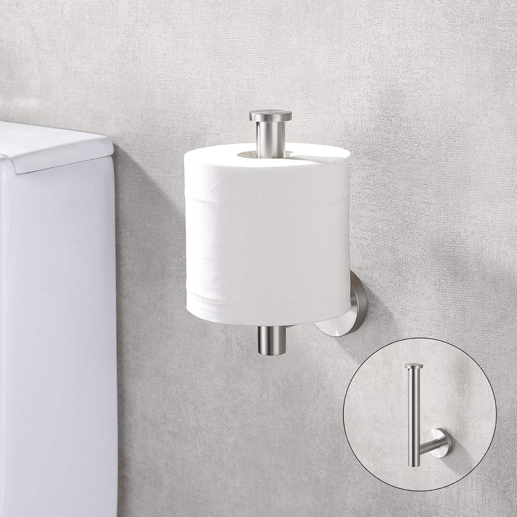 TASTOS Brushed Nickel Toilet Paper Holder SUS304 Stainless Steel, Modern Round Tissue Roll Holders Wall Mount, Toilet Paper Roll Dispenser Bathroom 5 inch TP Holder for Kitchen Washroom