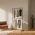 pamo Industrial Pipe Clothing Rack with Shelf - 130 lbs Capacity - Free Standing Clothes Rack and Walk In Closet for Wardrobe