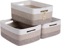 Large Storage Baskets for Organizing, Closet Shelf Baskets for Clothes Blanket Towels, Baby Nursery, Toy Bins Box, Woven Rope Basket, 17 x 13 x 7.5”, 3 Packs Gradient Brown