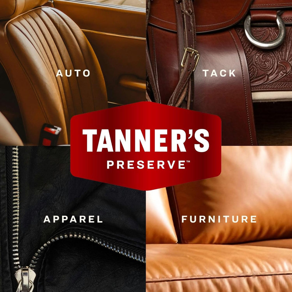 Tanner's Preserve Leather Cleaner & Conditioner Duo Pack, Cleans, Rejuvinates & Restores Finished Leather, Use for Cars, Furniture & More, 2X 8 Fl Oz