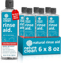 Nature Clean All Natural Dishwasher Rinse Aid Cleaner, Liquid Dishwasher Rinse Agent for Spot-Free Glass & Cutlery in Hard Water, Non Toxic Dish Washer Rinse Aid & Stain Remover, 8 oz/250ml, Pack of 6