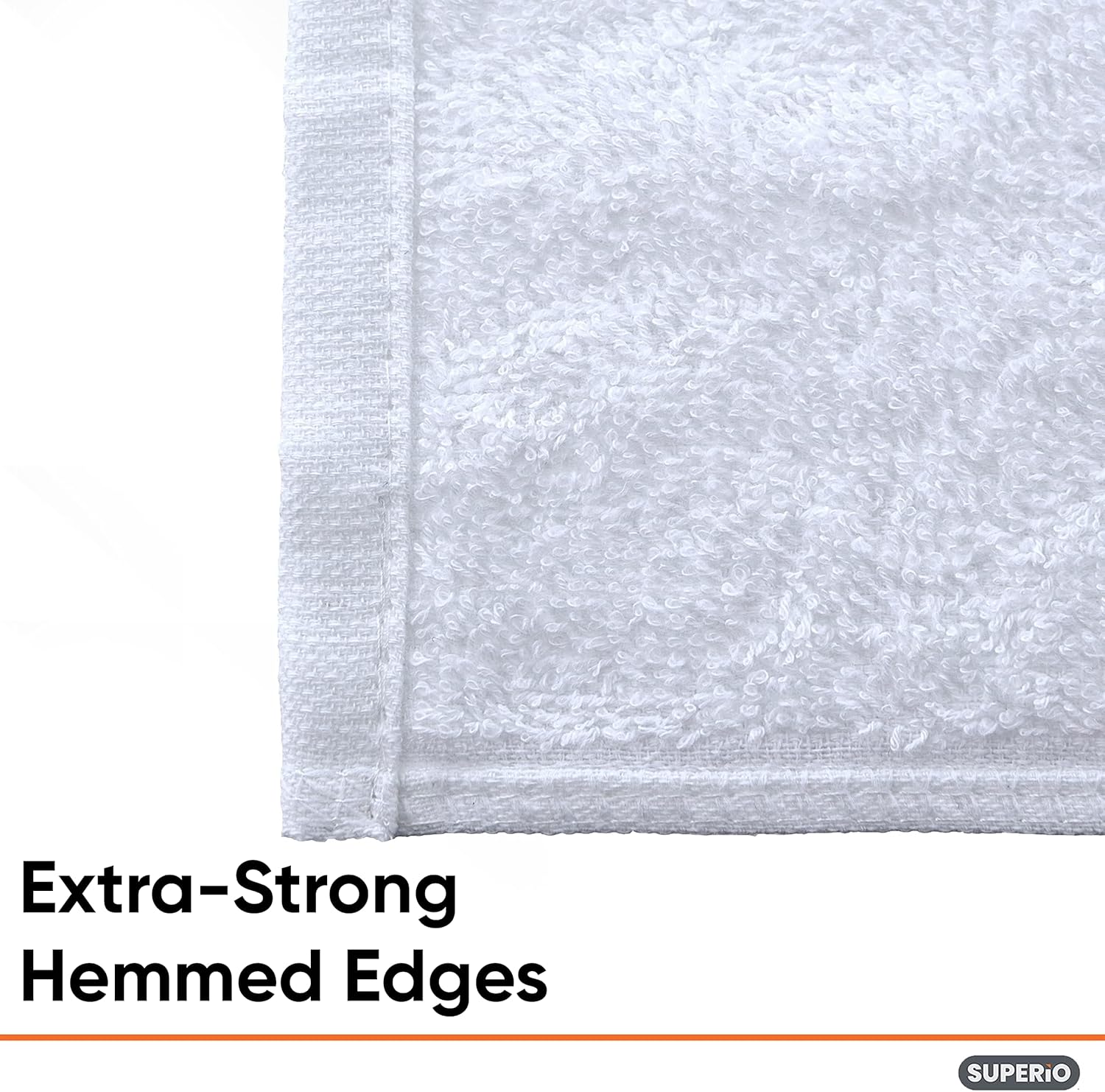 Superio Terry Cloth Rags White Washcloths 100% Cotton 12" Cleaning Cloths, Kitchen Towels, Facial Washcloth, Spa Cloths, Hand Towel, Small Lint Free Rags for Multi-Purposes (36 Pack)