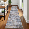 IOHOUZE Abstract Runner Rug 2x12 Ft Washable Runners for Hallways, Non Slip Kitchen Runner Printed Faux Wool Entryway Runner Indoor, Modern Abstract Floor Carpet for Hall Kitchen, Orange Grey