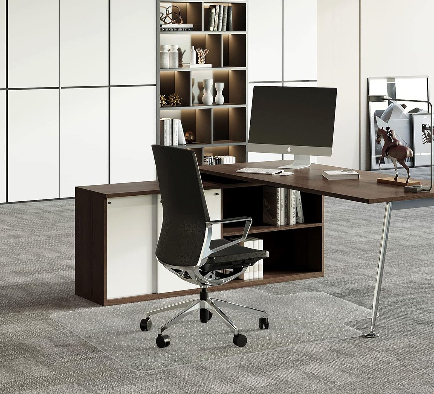 FuturHydro Desk Chair Mat for Flat to Low Pile Carpets, 45" x 53" Clear Office Home Floor Protector Mat, Transparent Mats for Office, Home and Gaming Floors (with Lip)