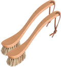 REDECKER Curved Dish Brush, Natural Union Plant Fiber Bristles, Ergonomic Design with Oiled Beechwood Handle, 9-1/4 Inches, Set of 2, Made in Germany - Natural Bristle Dish Brush