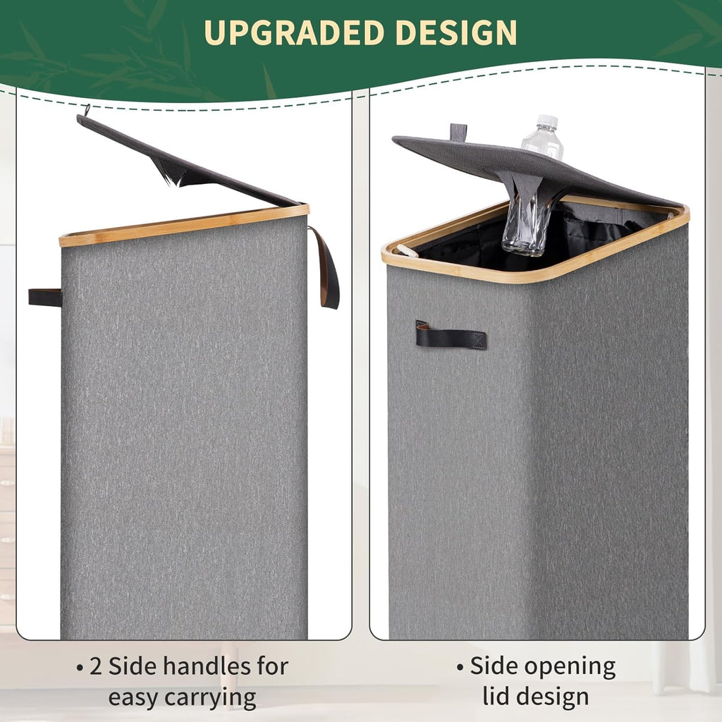 Recycling Bin for Kitchen 26 Gallon 100L Recycle Bin with Lid Removable Tote Bag Large Recycling bin with lid for Bottle Can Kitchen Recycling Bin (Light Gray)