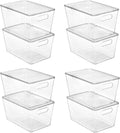 Vtopmart 8 Pack Clear Stackable Storage Bins with Lids, Large Plastic Containers with Handle for Pantry Organization and Storage,Perfect for Kitchen, Fridge, Cabinet, Bathroom Organizer