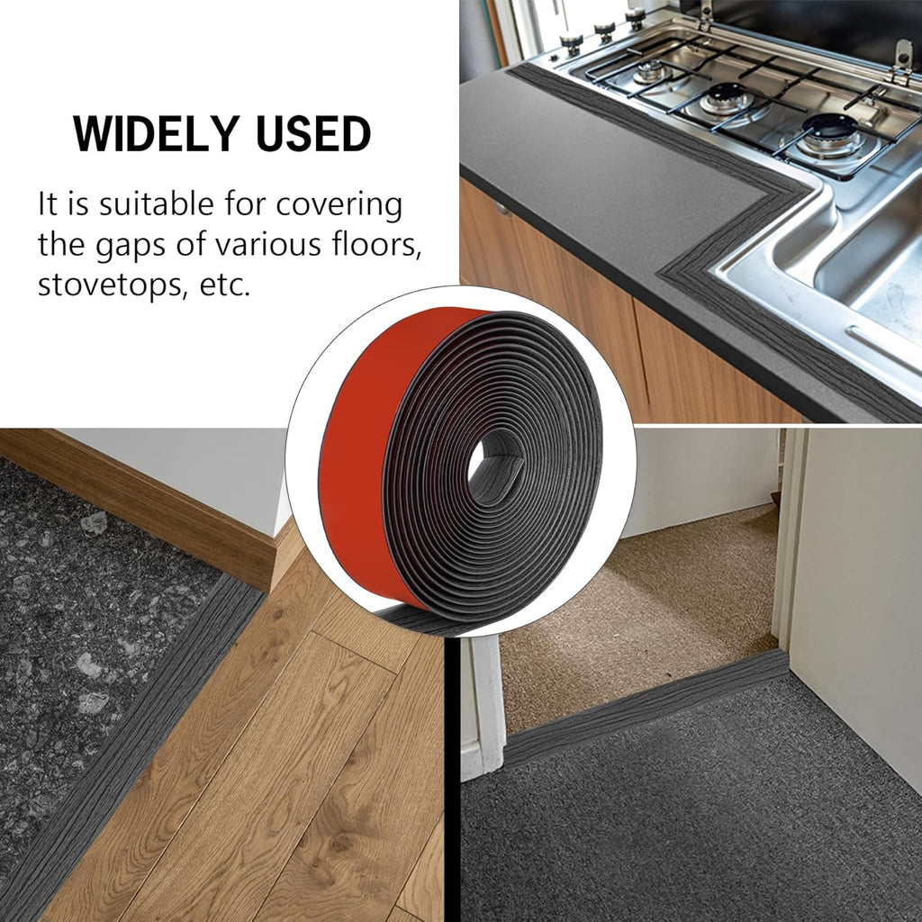 20Ft Floor Transition Strip Self Adhesive Vinyl Cover Floor Strip Flat Divider Transition Strip Wood Grain Design for Laminate Floor Gaps and Doorway Transitions (20Ft x 2 Inch, Gray)