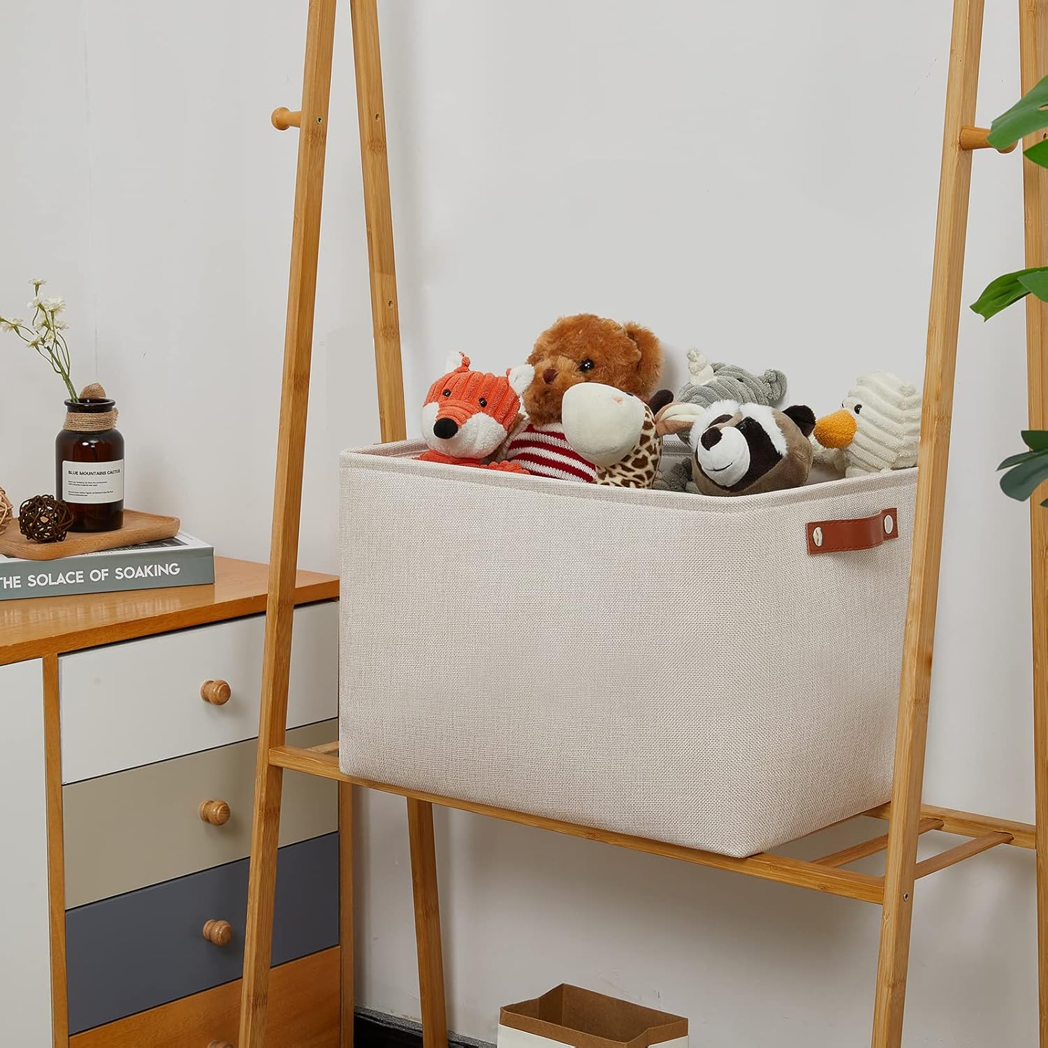 DULLEMELO Storage Baskets Large 16"x12"x12" Tall Rectangular Baskets Fabric Storage Bins for Organizing [1 Pack] Collapsible Linen Shelf Baskets for Clothes, Toys, Closet, Laundry (Beige)