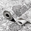 Floral Drawer and Shelf Liner for Kitchen 16IN x 20FT, Non-Adhesive and Strong Non-Slip Cabinet Drawer Liners, Waterproof Thickened Shelf Liner,Easy to Clean,Black and White