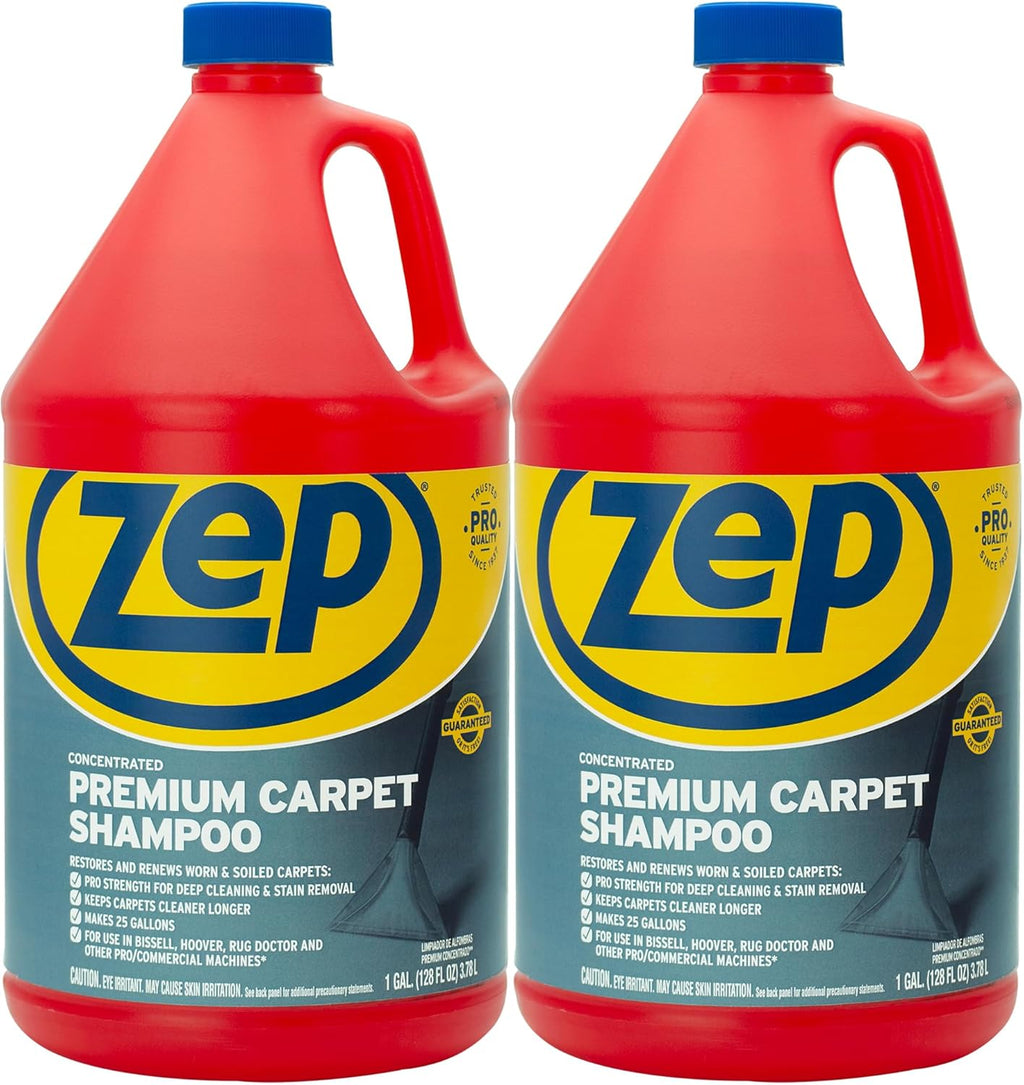 Zep Premium Carpet Cleaner Shampoo - 1 Gallon (Case of 2) ECZUPXC1282 - Pro Strength Deep Cleaning and Stain Removal, Restores and Renews Worn and Soiled Carpets