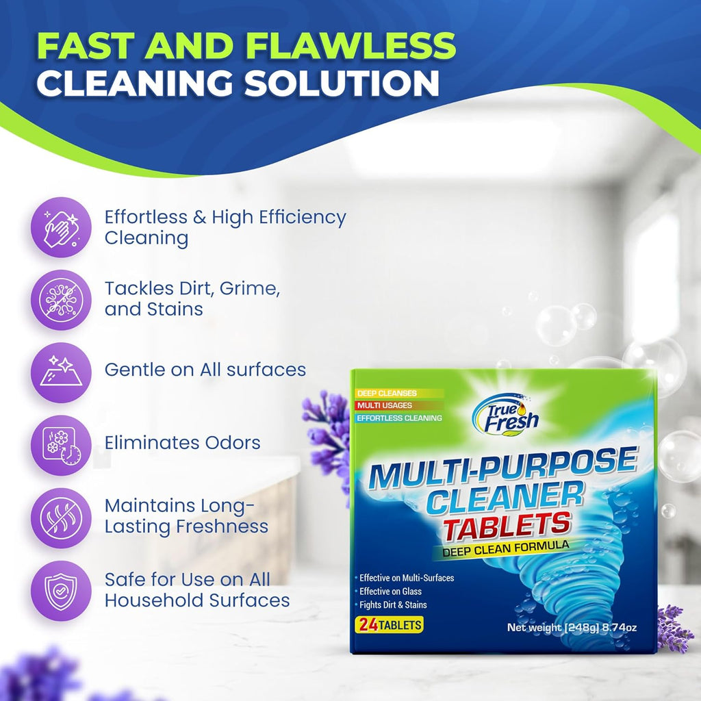 True Fresh All Purpose Cleaner Refill Tablets (24 Count) – Makes 384 fl oz, Effortless Cleaning Power For Multisurface Cleaning - Removes Tough Grimes, Stains and Acts as Degreaser