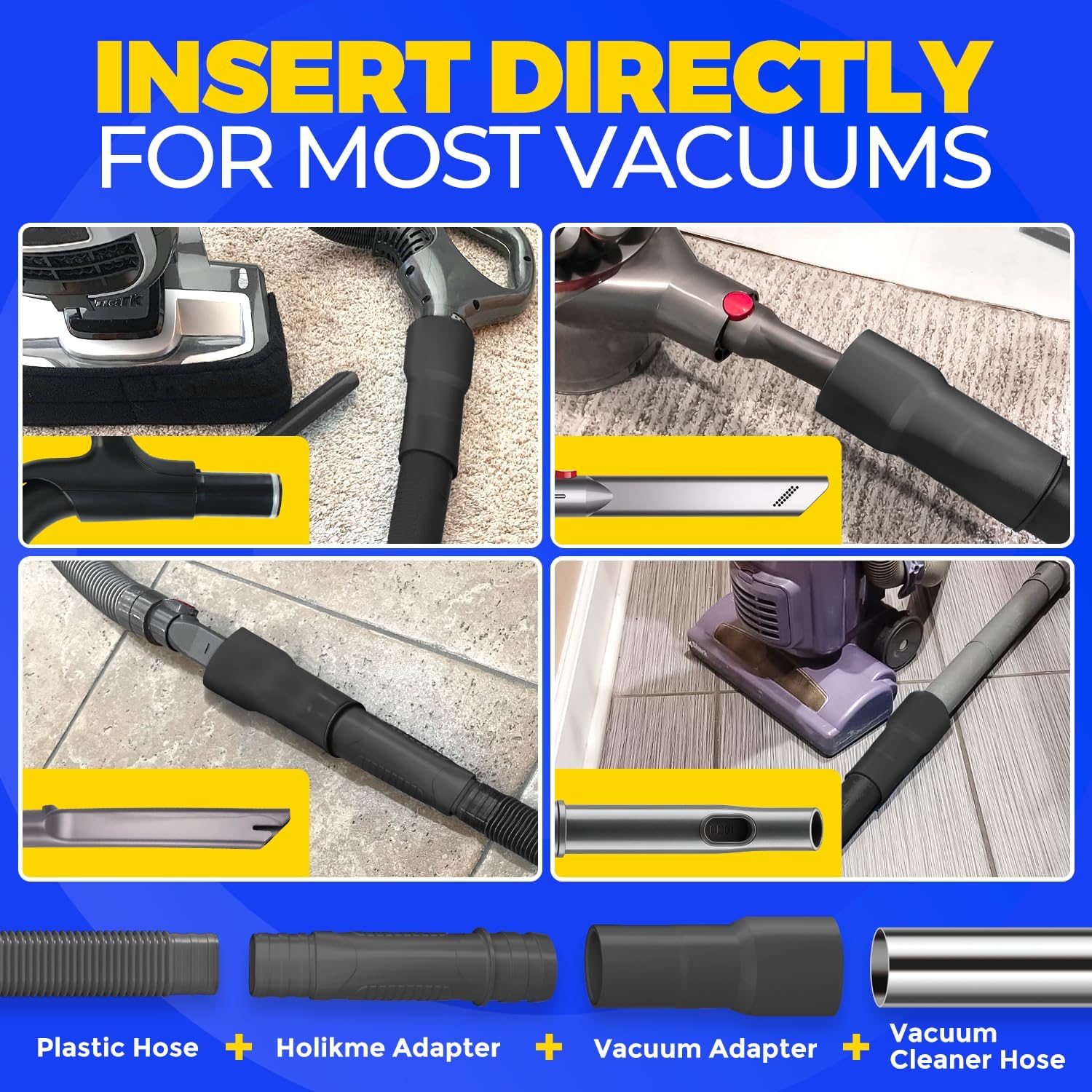Holikme 2 Pieces Dryer Vent Cleaner Kit, Dryer Lint Vacuum Attachment and Flexible Dryer Lint Brush, Dryer Vent Vacuum Hose Attachment,Black