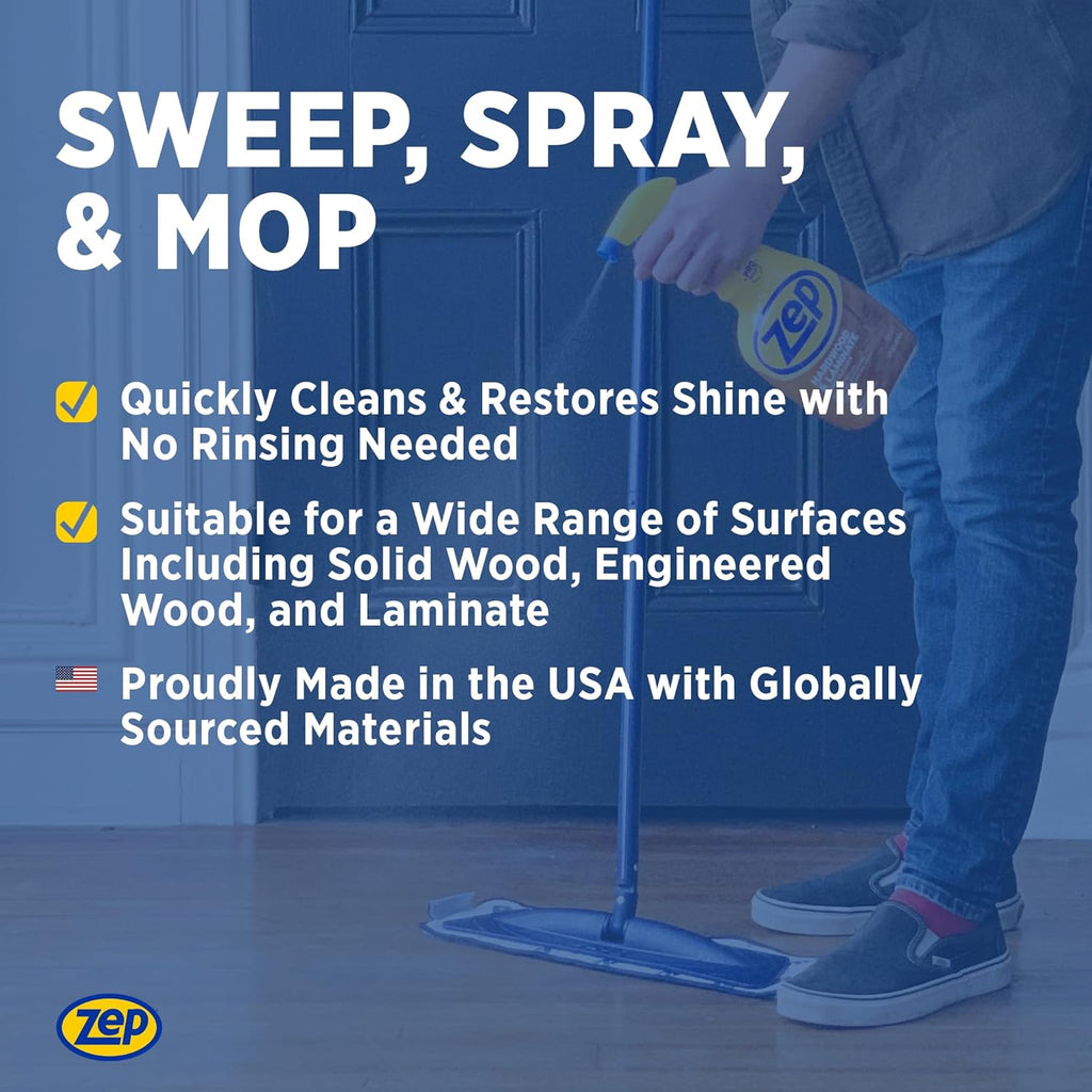 Zep Hardwood and Laminate Floor Cleaner - 32 oz (Case of 12) - ZUHLF32 - Removes Spots, Stains and Scuffs. Cleans and Restores Shine