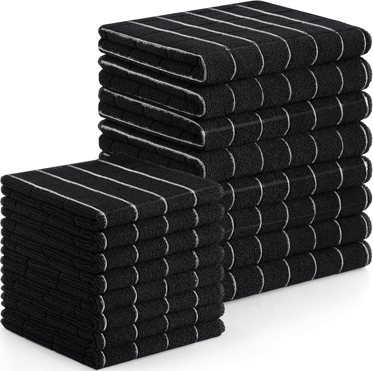 Homaxy Microfiber Kitchen Towels and Dishcloths Set, 16 Pack Soft and Absorbent Dish Hand Towels Bulk, 28 x 16 Inch & 12 x 12 Inch Quick Drying Rags for Washing Dishes, Grey
